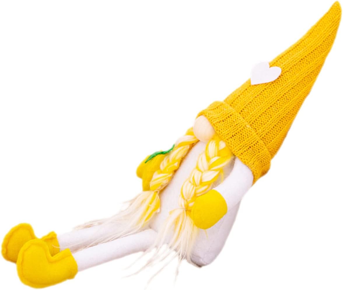 Holibanna Cute Lemon Gnome Doll Spring Farmhouse Gnome Decor Whimsical Dwarf Ornament for Home Garden for Seasonal Decoration Charming Yellow Knit Design