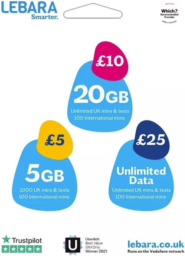 Lebara Pay As You Go Sim Card (5 PACK)