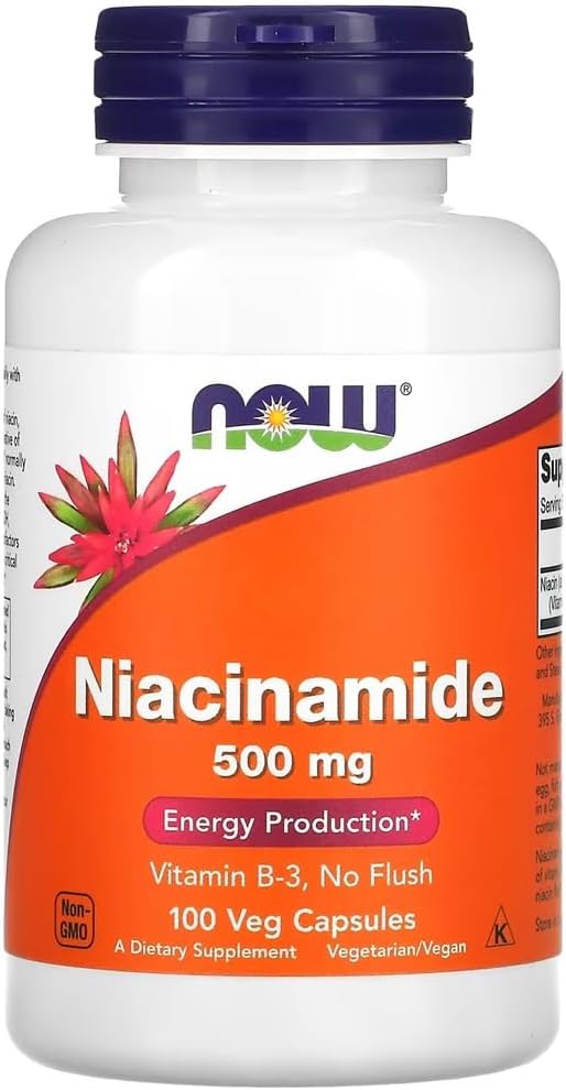 Now Foods – Niacinamide 500mg | Supports Energy Production and Skin Health – 100 Capsules