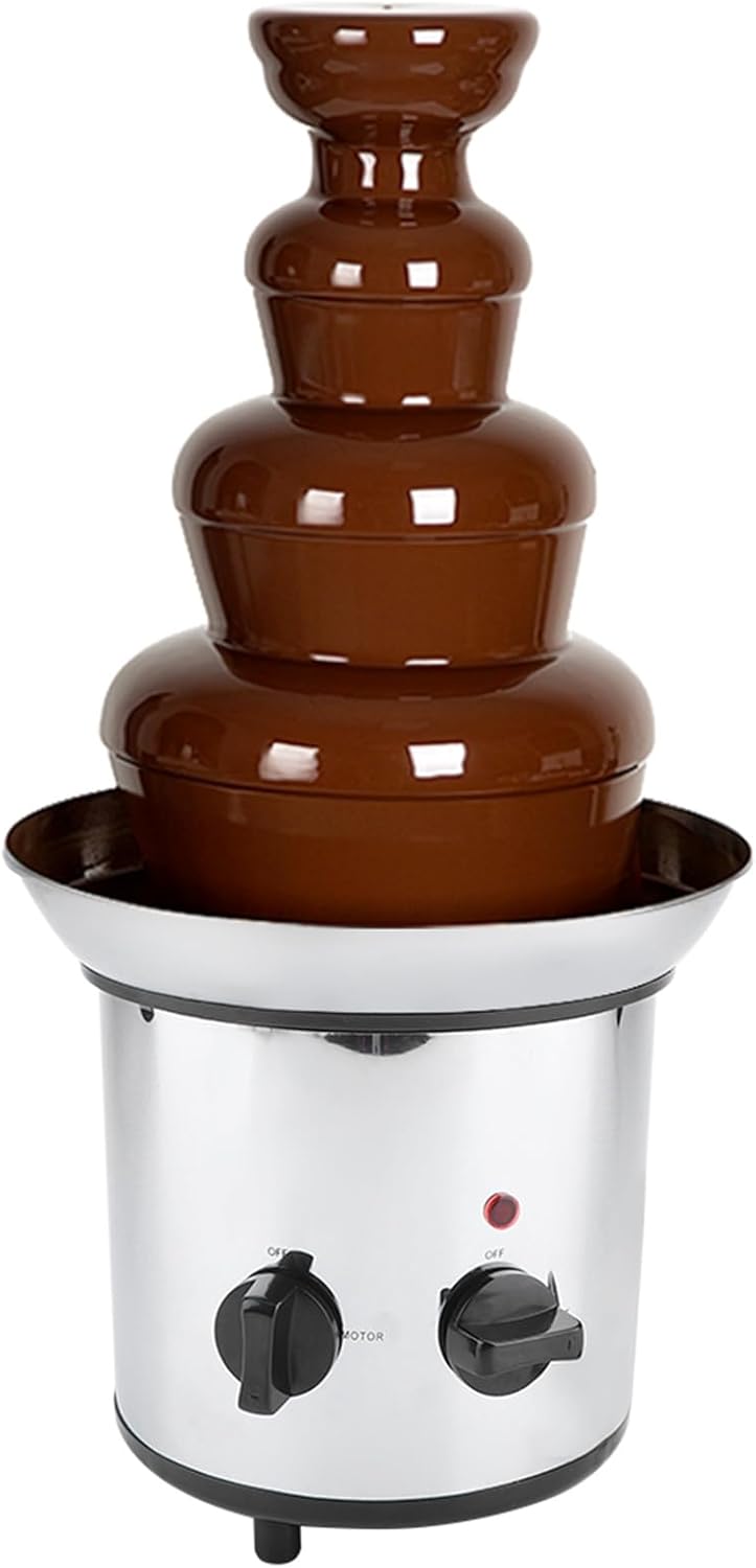 Chocolate Fountain Large, 4-Tier Hot Chocolate Maker Electric Melting Chocolate Machine with Hot Melting Pot Base Adjustable Temperature, for Children's Birthdays Weddings Parties