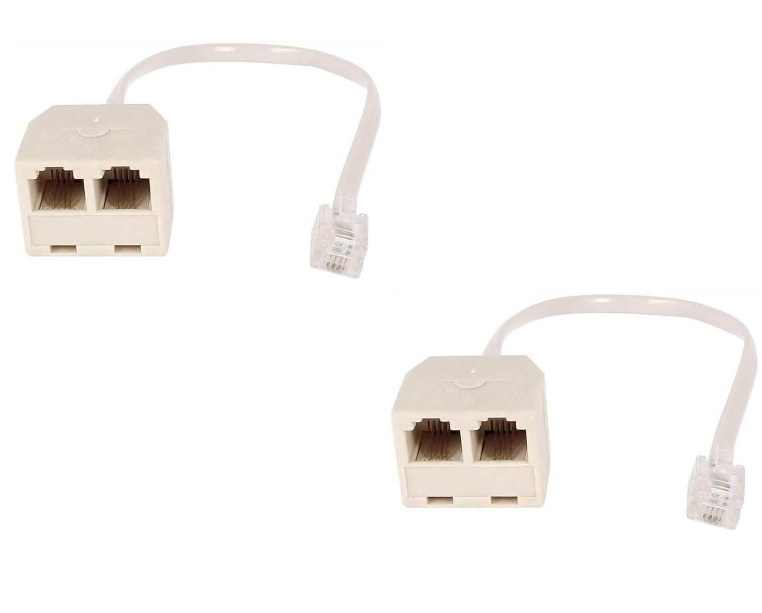 2 Pack RJ11 6P4C Male to Female 2 Way Outlet Telephone Jack Line Adapter Striking Telephone Splitter Converter Cable Two Way Telephone Wall Adaptor and Separator for Landline