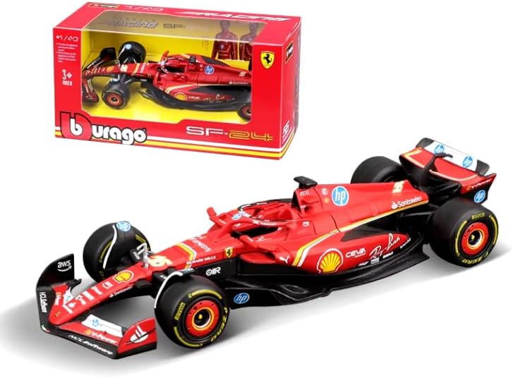 HTLNUZD Bburago 1:43 2024 New F1 Ferrari SF-24#16 Charles Lecerc Alloy Racing Car 1/43 Formula One Model Car Die Cast Adult Collection Vehicles Gift (Color box version)