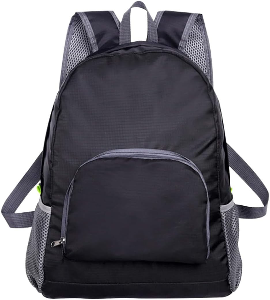 BRDTKUGV Lightweight Foldable Backpack, Packable Daypack for Travel, Versatile Waterproof and Durable Rucksack, Ideal for Outdoor Camping, Hiking, Shopping, and Biking Adventures(Black)