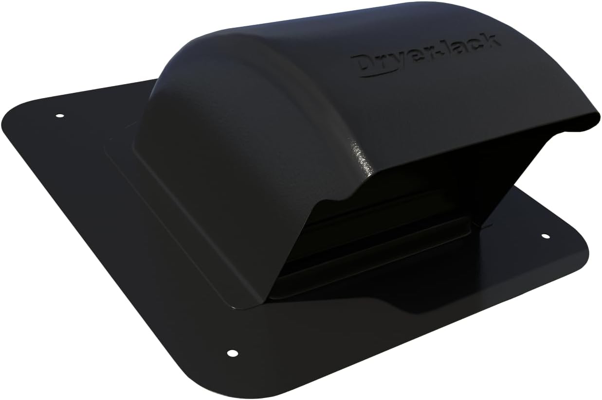 InOvate DryerJack Low Profile Roof Vent with Roof Neck (Black)