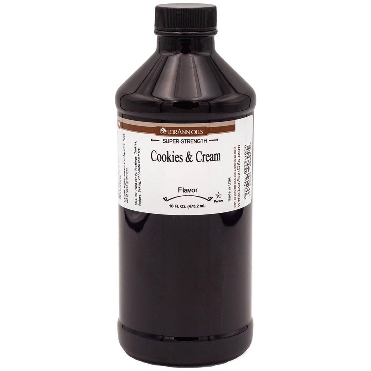 Lorann Oils Cookies & Cream Super Strength Flavoring, 16 Oz, Concentrated Liquid, Perfect for Baking Cookies, Muffins, and Cakes, Premium Quality for Chefs, USA Made