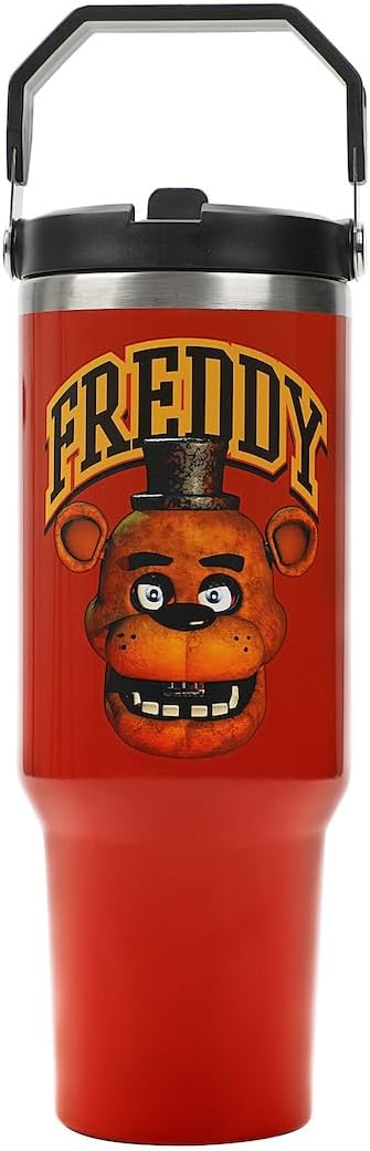 Bioworld Five Nights At Freddy's Freddy Red 40 Oz Stainless Steel Tumbler With Handle