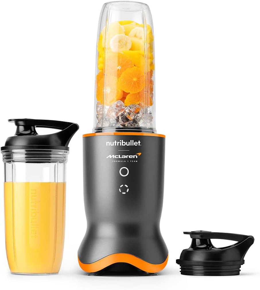 nutribullet Ultra 1200W Blender in Collaboration with McLaren Formula 1 Team - Grey with Papaya Trim - Rapid Extractor Blade Crushes Ice & Frozen Fruit for Smoothies & Juices - Powerful & Quiet