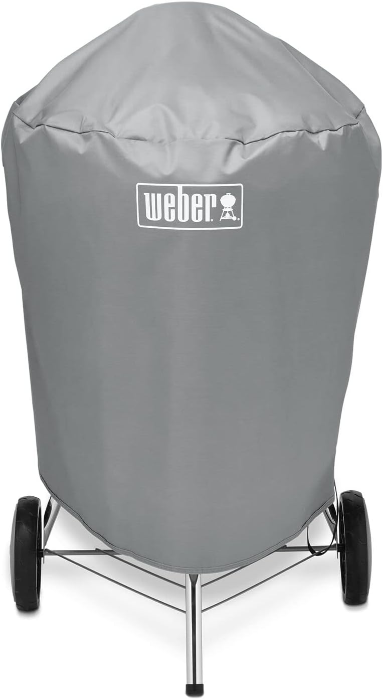 Weber 22‑Inch Charcoal Kettle Grill Cover – Premium Heavy‑Duty Polyester, UV & Water Resistant, Breathable Fabric with Secure Straps, Easy Slip‑On Design