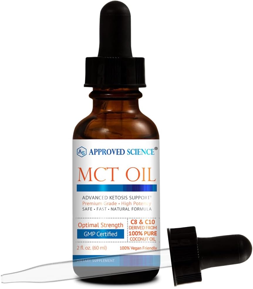 Approved Science® MCT Oil - Pure Medium-Chain Triglyceride (MCT) Oil derived from Coconuts with Caprylic Acid (C8) and Capric Acid (C10) - Vegan, 60 ml