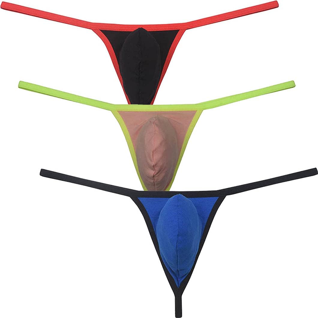 Men Stretch Cotton Micro Thong Underwear Contour Pocuh G-String Tangas