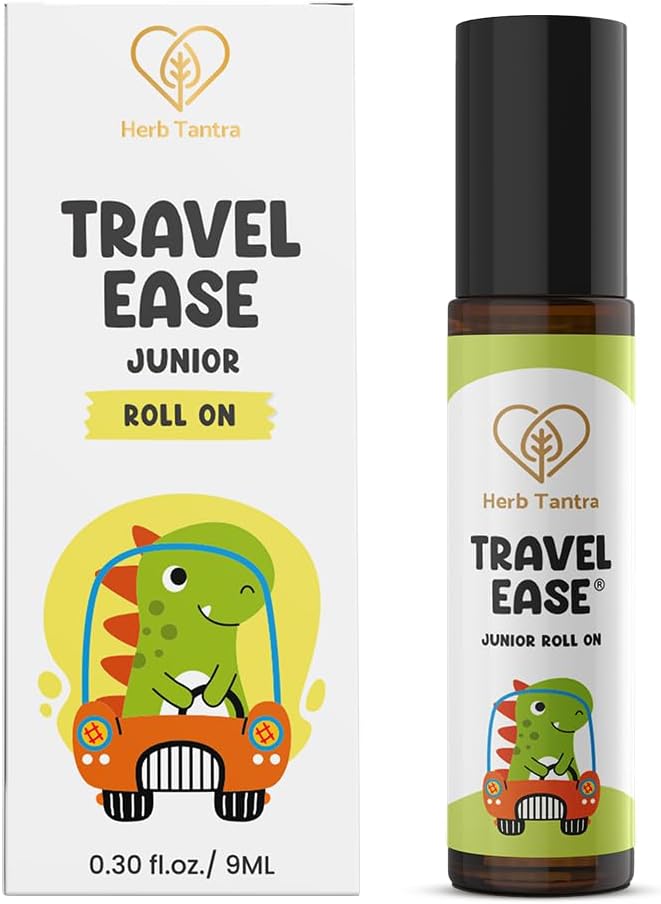 Travel Ease Junior Kids Roll-On | Anti-Nausea Aromatherapy for Motion Sickness and Vomiting | for Car, Sea, Air Travel |All-Natural Non Drowsy