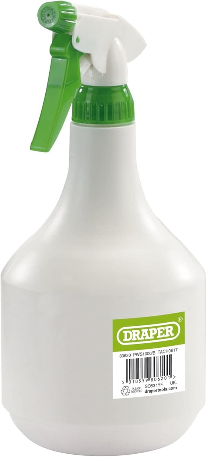 Draper 1 Litre Plastic Water Spray Bottle | Gardening & Cleaning Spray Bottles | Plant Watering Garden Sprayer | Adjustable Mode | 80620
