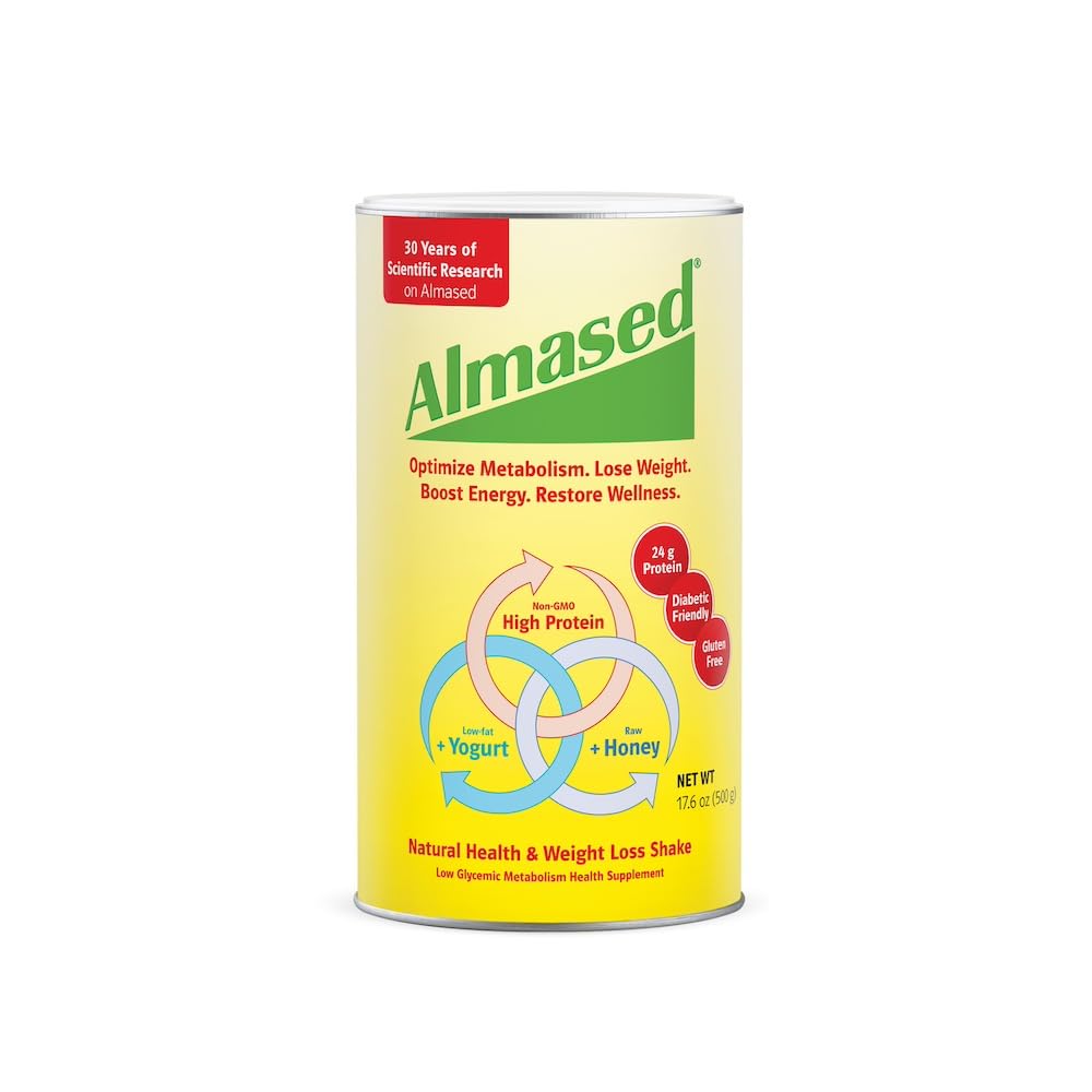 Almased Meal Replacement Shake - Low-Glycemic High Plant Base Protein Powder- Nutritional Weight Health Support Supplement - Original Flavor - 17.6 oz