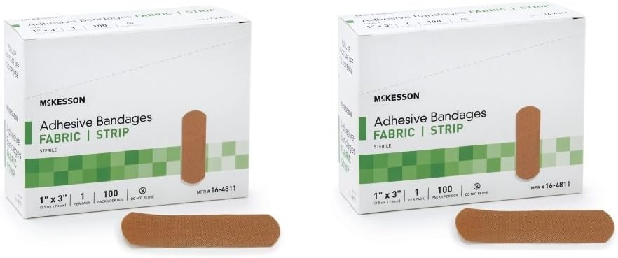 McKesson Performance Bandage Adhesive Fabric Strip, 100 Count (Pack of 2)