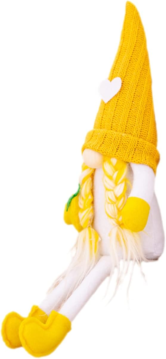 Ciieeo Adorable Lemon Gnome Doll Yellow Knitted Face Decoration for Farmhouse Tiered Tray Decor Cute Ornament for Home and Party for Friends