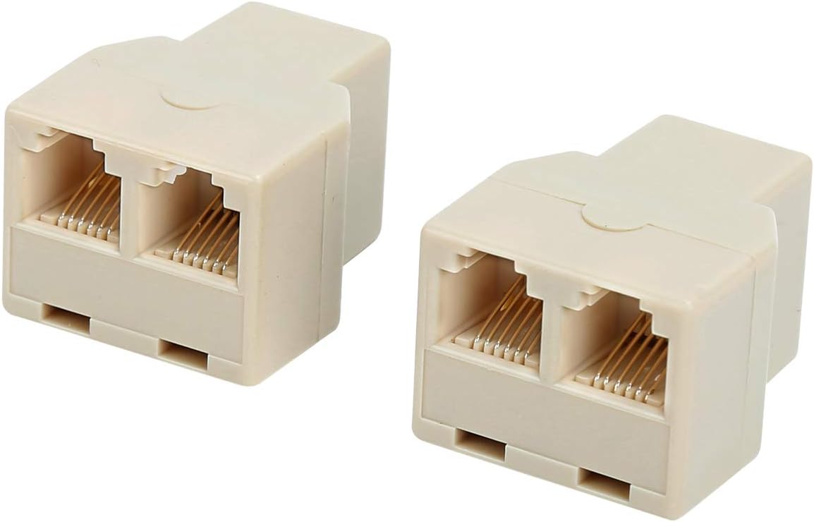 Uvital RJ12 6P6C 1 Female to 2 Female Telephone Line Splitters, Telephone Landline Cable Connector and Separator(Yellow,2 Pack)