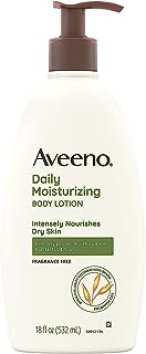 Aveeno Daily Moisturizer, Body Lotion, For Dry Skin, Prebiotic Oat Fragrance Free, 18 fl. oz, Pack of 1