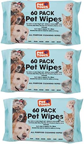 Multi Pack of Pet Grooming Wipes Count Deodorizing & Hypoallergenic Cleaning Wipes for Dogs & Cats All Natural Pet Wipes (180 wipes)