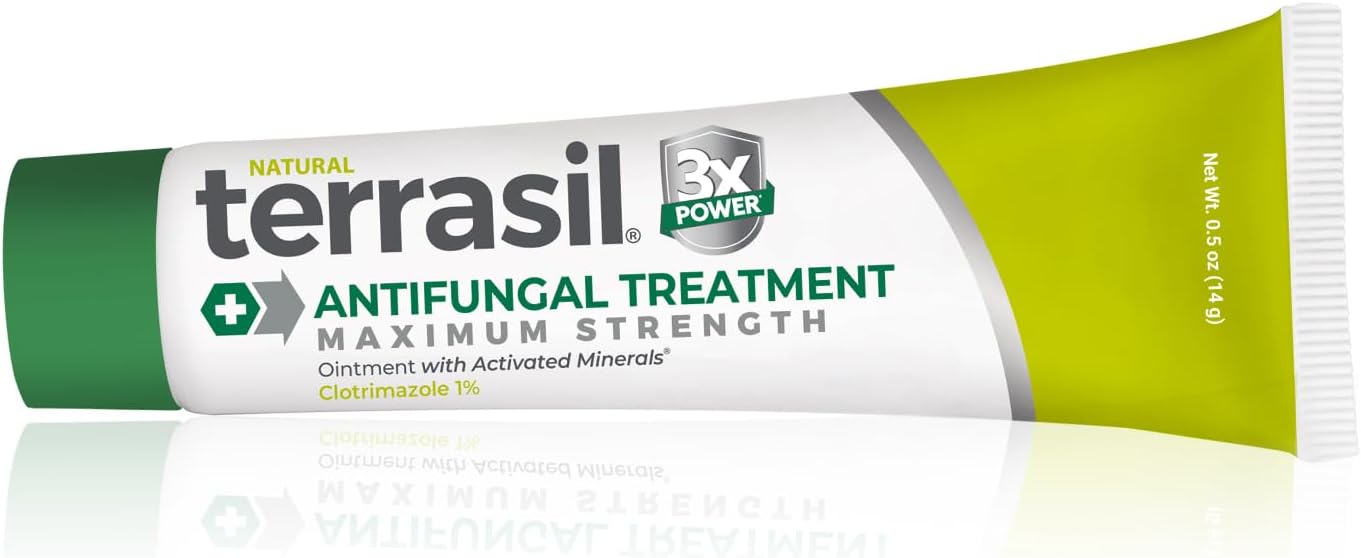 terrasil Clotrimazole Antifungal Cream, Relief for Fungal Yeast Infections, Jock Itch, Athletes Foot, Ringworm for Men & Women, Clinically Proven Treatment of Skin Fungus. Packaging May Vary (0.5oz)