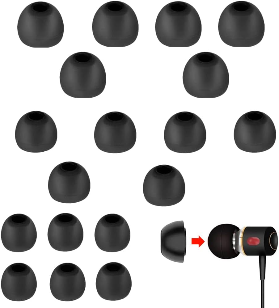 CCLKHY 9 Pairs Silicone Earbud Tips, Replacement Earbuds, 3 Sizes (S/M/L), Compatible with In-Ear Headphones, Black