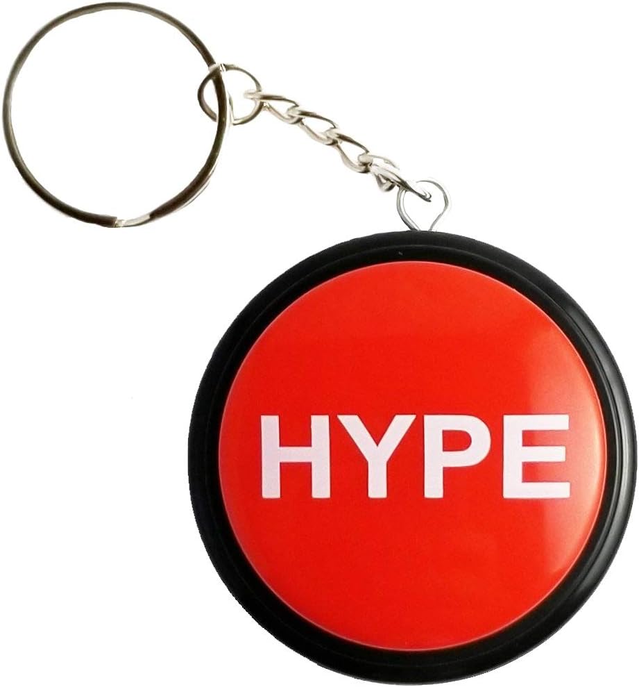 HYPE2Go: Keychain Hype Button | Hip Hop Air Horn Sound Effect Button (BATTERIES INCLUDED) Back to School Office Desk Sales Marketing Gag Gift Nut Funny Office Toy