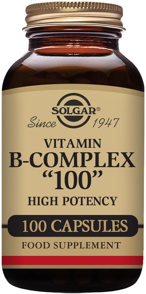 Solgar Vitamin B-Complex "100" Extra High Potency Vegetable Capsules - Pack of 100 - Key Vitamin B Combination - For Increased Energy and Mental Performance - Vegan and Gluten Free