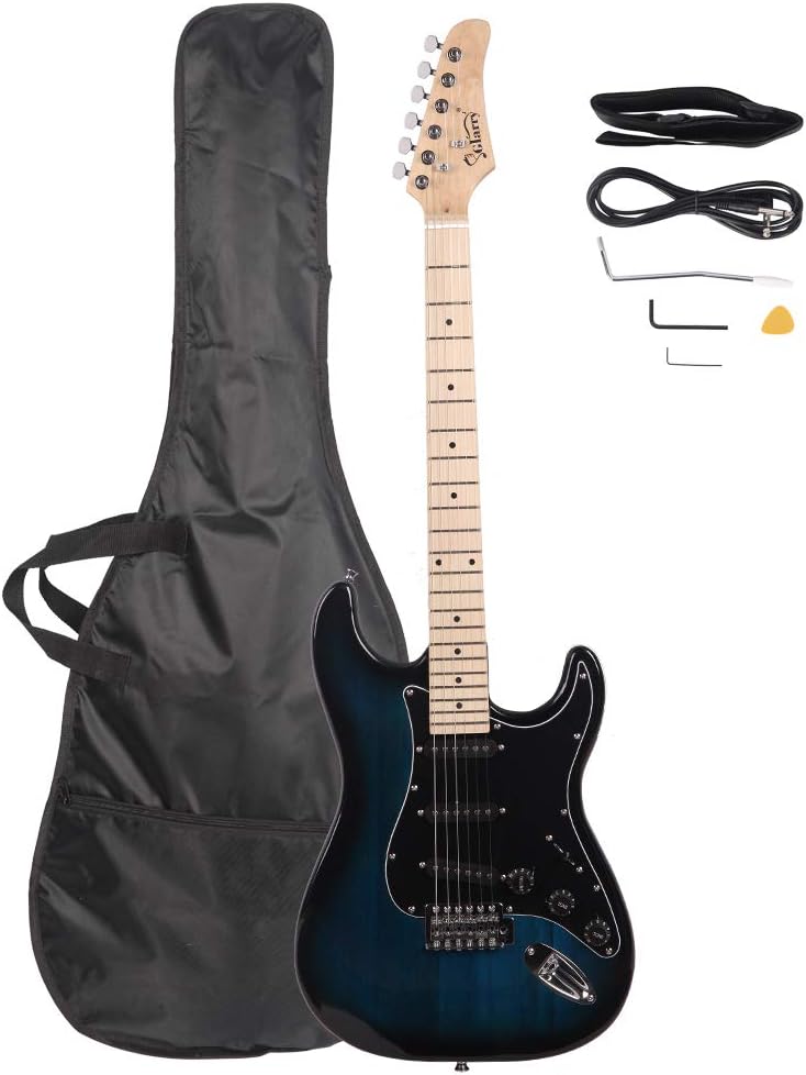 Bonnlo 39" Full Size Electric Guitar for Music Lover Beginner with Accessories Pack Guitar Bag (Dark Blue)