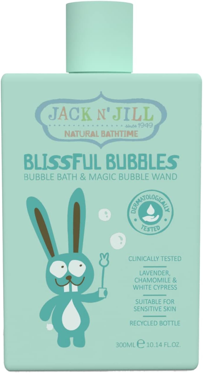 Jack N' Jill Natural Bathtime Blissful Bubbles with Bubble Wand - Bubble Bath for Kids, Dermatologically Tested, Cruelty Free, Kids Bubble Bath Sensitive Skin, Vegan - 300 mL (Pack of 1)