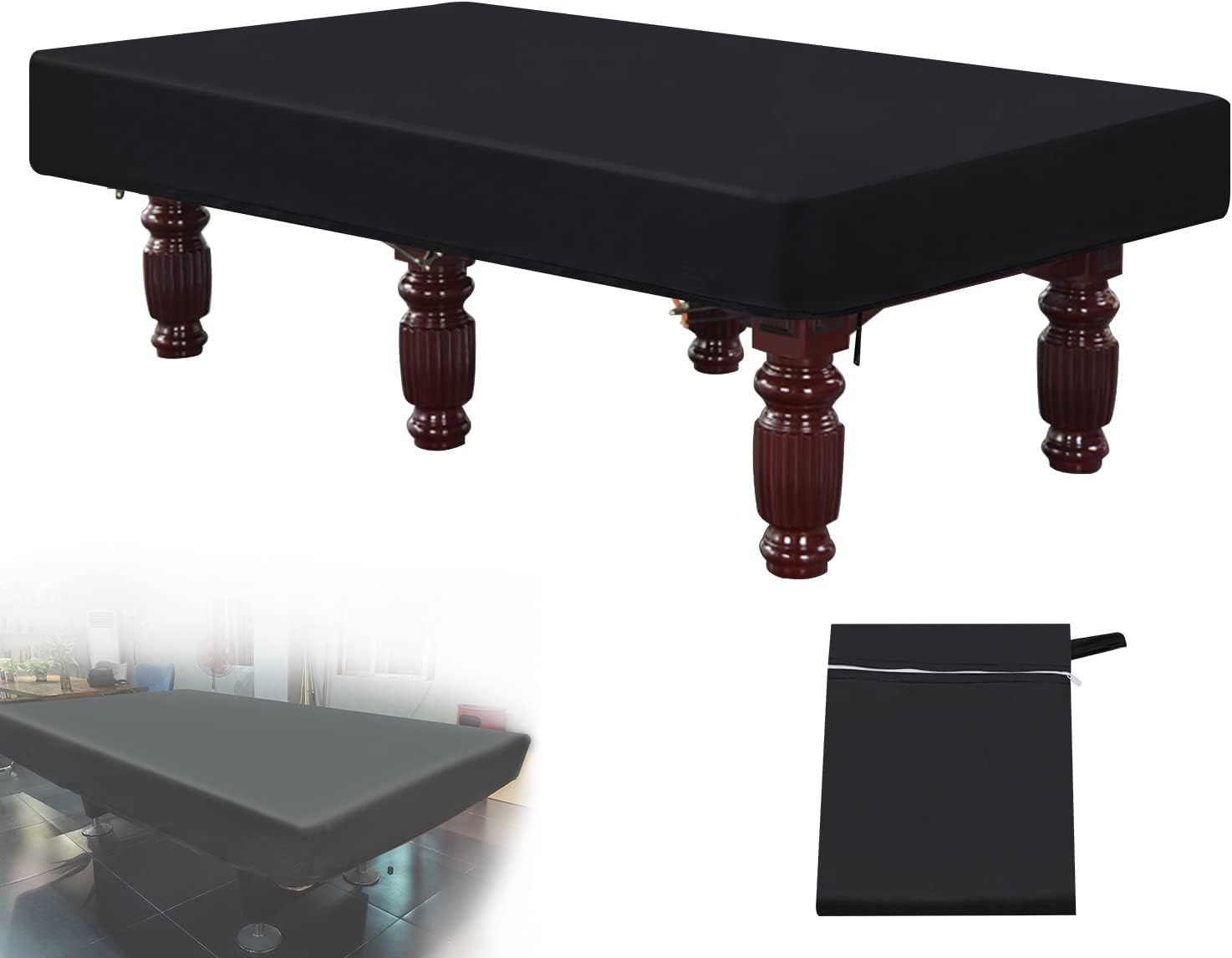 8 Foot Billiard Pool Table Cover, Waterproof&Tearproof Cover for Pool Table with Storage Bag, Indoor Outdoor All Season Sun Rain Snow Dust Protection Snooker Table Covers