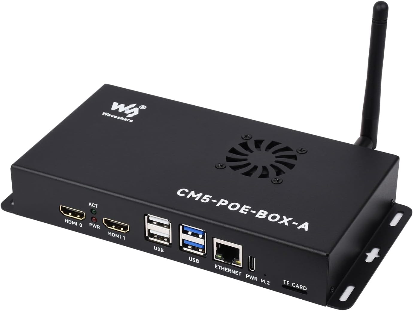 Waveshare Compute Module 5 IO Board, Compatible with All Variants of Raspberry Pi CM5, with PoE Feature, Bundle with PoE Base Board + Case + Power Supply Adapter