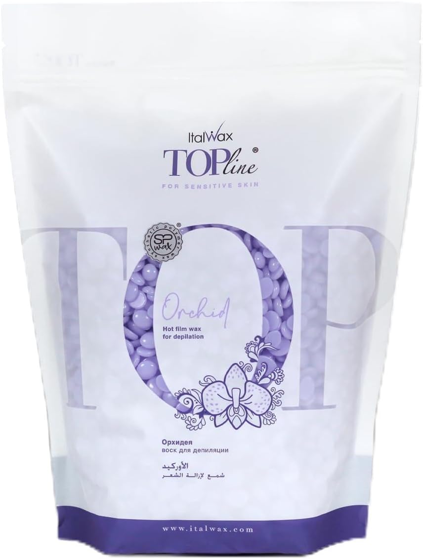 Italwax Top Line Orchid - 750g / 1.65lb - Hard wax beads for hair removal - Orchid fragrance - Synthetic formulation ideal for sensitive skins - Recommended for Bikini Area and Armpits