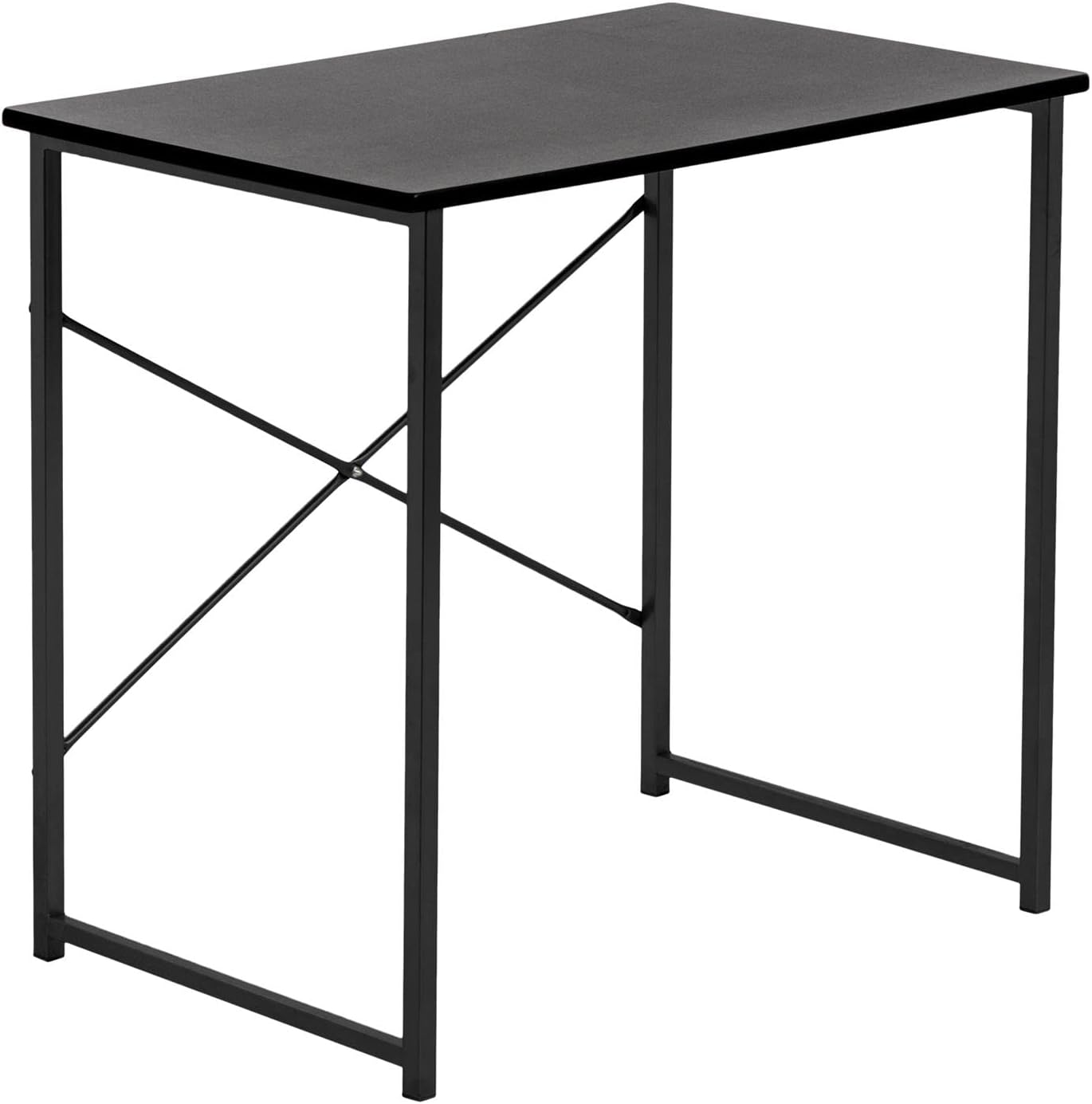 Harbour Housewares Wooden Computer Desk - 80cm - Black - PC Computer Workstation Contemporary Laptop Durable Tubular Steel Compact Wooden Office Desk for Study, Offices