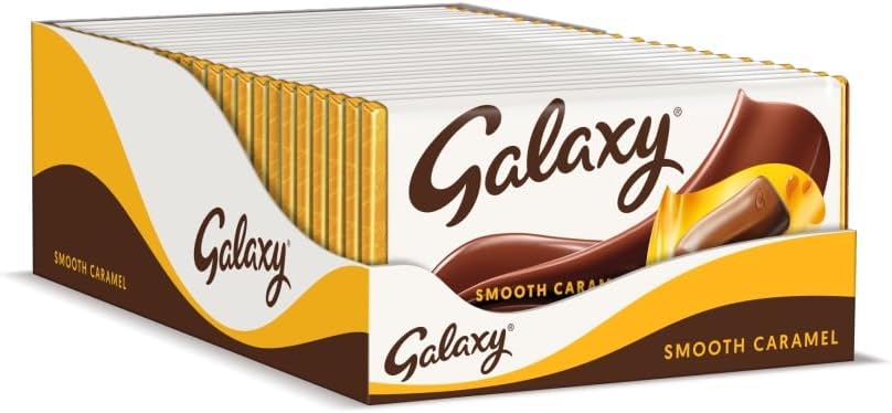 Galaxy Chocolate Bar, Smooth Caramel and Milk Chocolate, 135g, Pack of 24