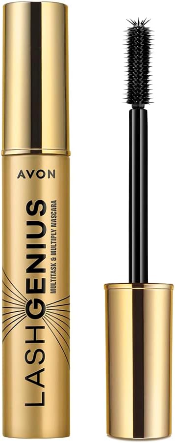 Avon Lash Genius Multitask & Multiply Mascara Blackest Black with Smart Control Brush and Quick-Glide Gel Formula for Full Volume, Length, Lift, Intensity and Definition, 10ml