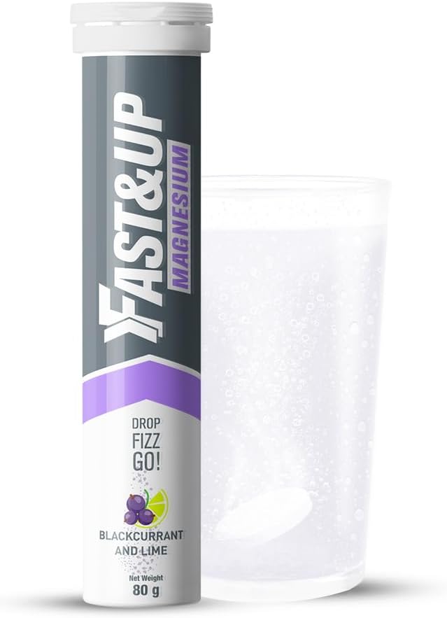 Fast&Up Magnesium - 300mg Magnesium & 10mg Zinc - 20 Tablets - Refreshing Blackcurrant & Lime Flavour