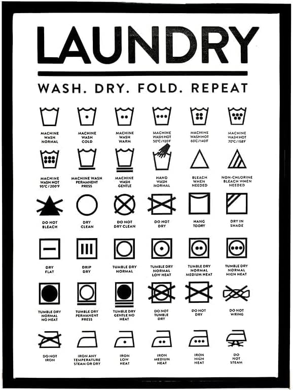 Laundry Symbols Guide Laundry Room Novelty Funny Home Gift Bathroom Man Cave Bedroom Parlor Restaurant Garage Club Animal Posters Plaque Mural Wall Decor Wall Decor Poster Metal Sign 8X12 Inches