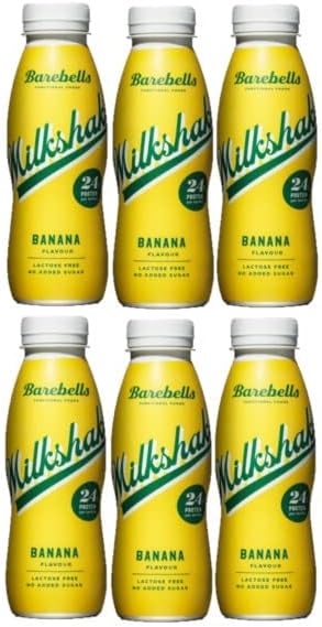 6 x 330ml Barebells Banana Milkshake High In Protein Lactose Free No Added Sugar