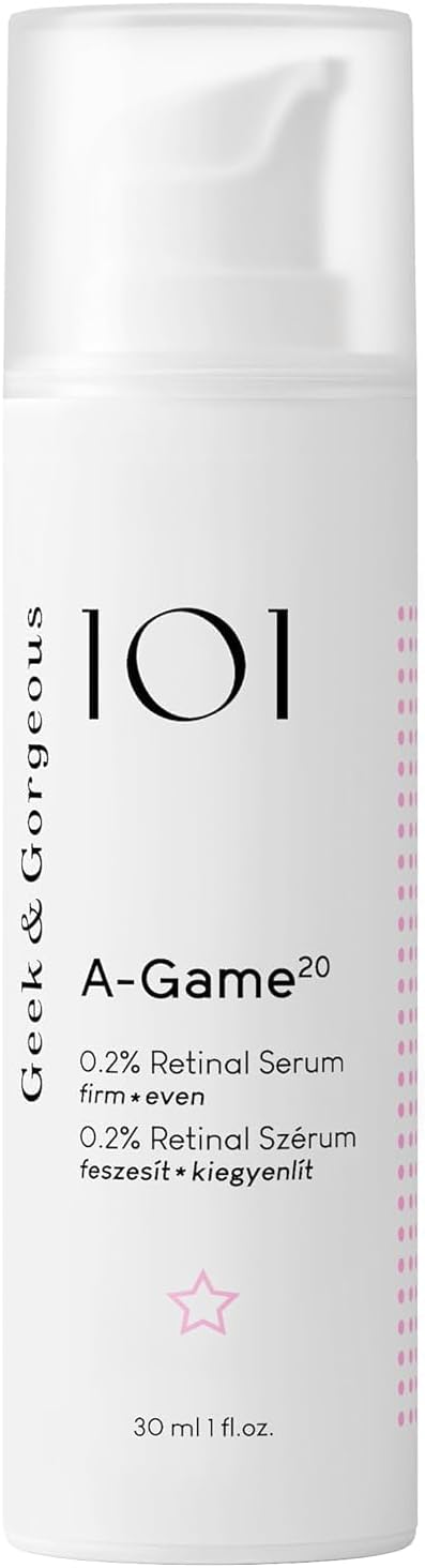 Geek & Gorgeous A-Game 20 - 0.2% Retinal Serum - Anti-Aging Night Serum with Vitamin A - Reduces Wrinkles, Smoothes Skin & Strengthens Collagen - For Retinoid Experienced - 30ml