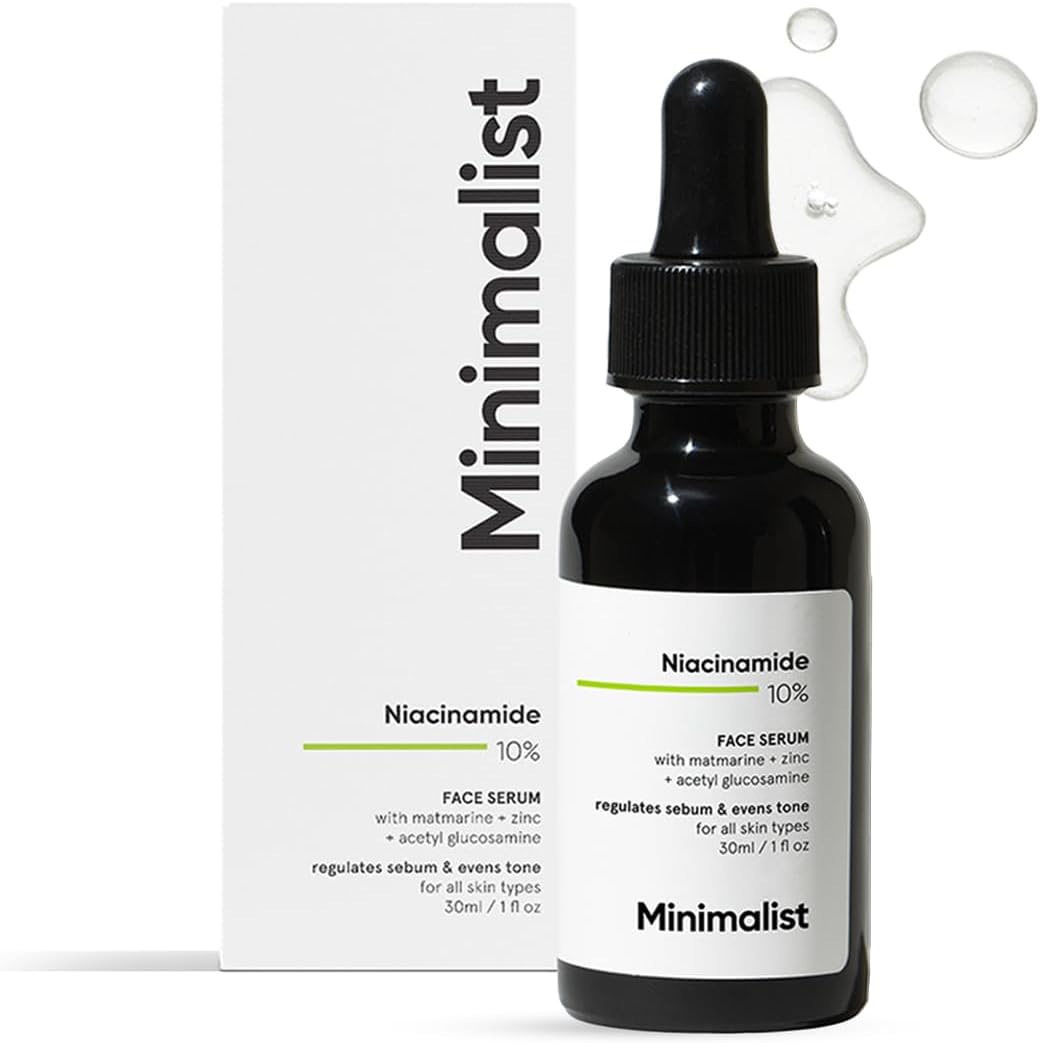 Minimalist 10% Niacinamide Face Serum for Acne Marks, Blemishes & Oil Balancing with Zinc | Skin Clarifying Anti Acne Serum for Oily & Acne Prone Skin, Transparent, 30 ml (Pack of 1)