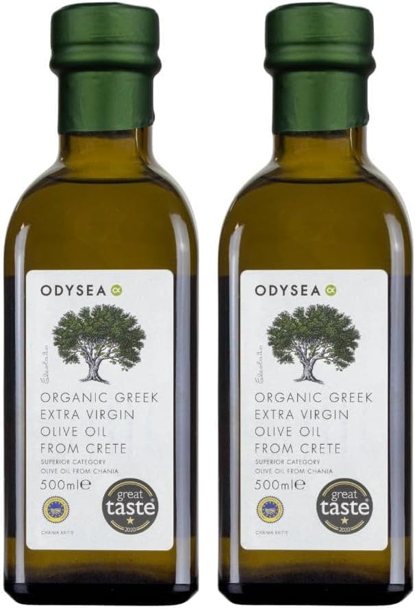 Odysea Organic Greek Extra Virgin Olive Oil, PGI Chania, 500 ml (Pack of 2)