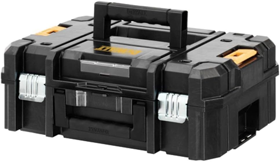 DEWALT TSTAK II Tool Box, 13 Inch, Flat Top, Holds Up To 66 lbs, Flexible Platforms for Stacking (DWST17807)