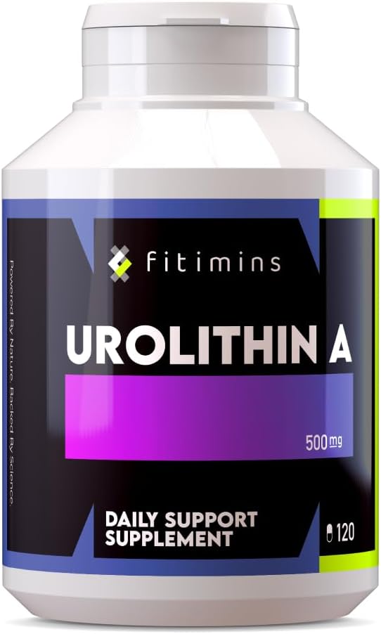 Urolithin A Supplement 500mg | High Strength Anti-Ageing Supplements | Supports Mitochondria & Cell Function | Reduce Wrinkles & Boost Energy | 120 Vegan Capsules | 4-Month Supply | Fitimins
