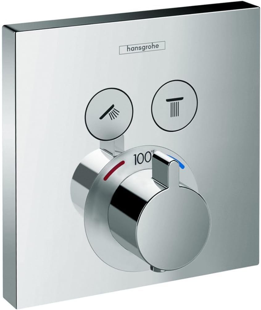 hansgrohe ShowerSelect Modern Thermostatic Shower Valve Trim with Temperature Control and Diverter in Chrome, 15763001
