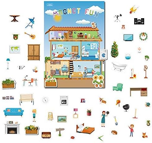 Magnetic Portable Playboard Doll House Family Magnets for Todder Kids Perfect Preschool Learning Travel Toy (65 Pcs)