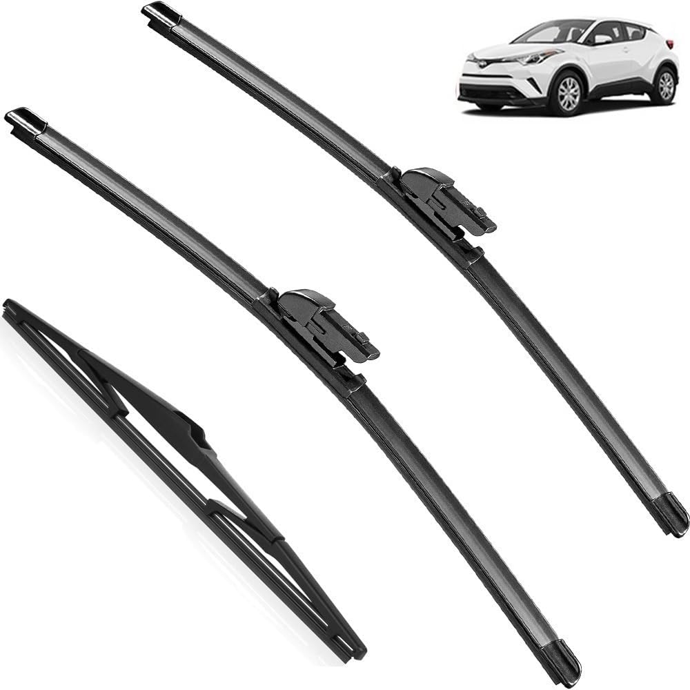 3pcs Wiper Front & Rear Wiper Blades Set Compatible with Toyota C-HR CHR 2016-2023 Windshield Windscreen Window Brushes 26"+16"+14"