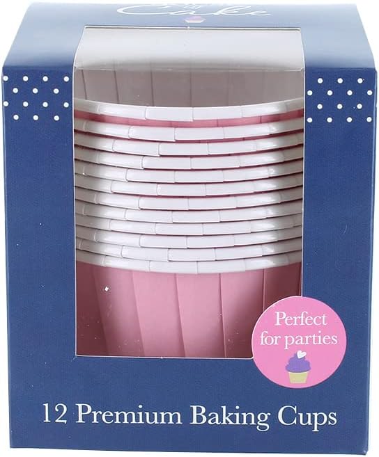House Of Cake Pink Baking Cups, Cupcake Cases, Greaseproof Baking Cases, Pastel Colour - Pack of 12