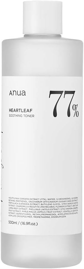 ANUA Heartleaf 77% Soothing Toner I pH 5.5 Skin Trouble Care, Calming Skin, Refreshing, Purifying (500ml / 16.9 fl.oz.)