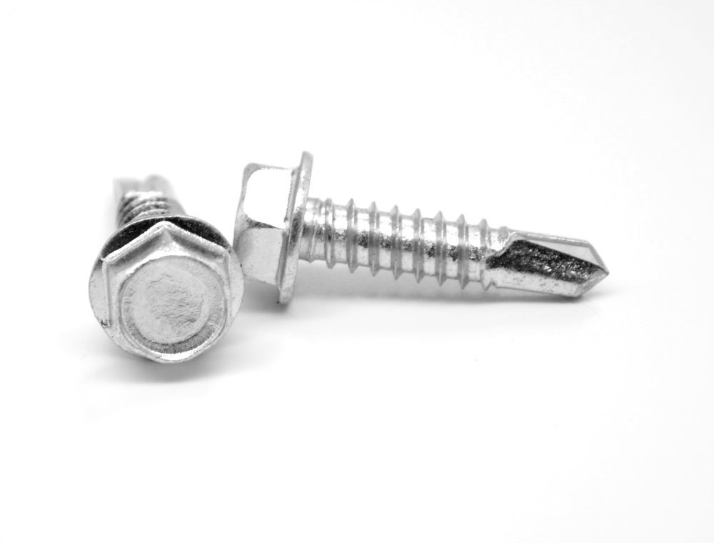ASMC Industrial Self-Drilling Screw 1/4"-14 x 1-1/2" - Hex Washer Head 3-Point Tip - Zinc-Plated, Low Carbon Steel for Corrosion Resistance - Pack of 1300