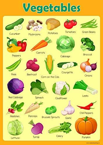 Learn Vegetables Poster Childrens Wall Chart Educational Childs Poster Art Print WallChart