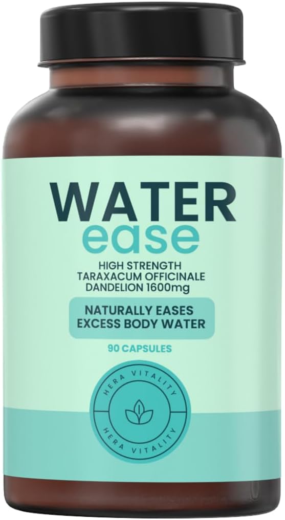 WaterEase - Water Retention Tablets, Balance, Cleanse, Detox & Debloat, Herbal Natural Supplement - Dandelion Root 1600 mg, 90 Capsules HERA VITALITY
